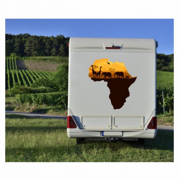 afrika silhouette aufkleber farbig für wohnmobil.