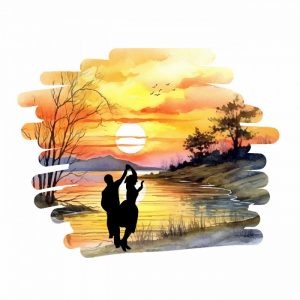 wohnmobil aufkleber paar am see romantisch