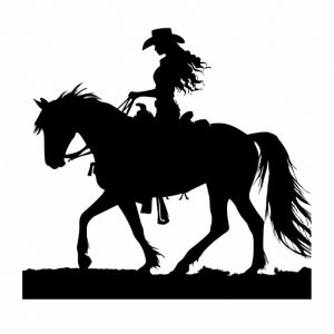 westernreiten cowgirl aufkleber sticker mit pferd für trailer anhänger western styl individuell