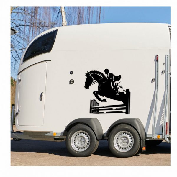 springreiter pferde aufkleber für trailer anhänger styl farbe und größe aus wählbar.