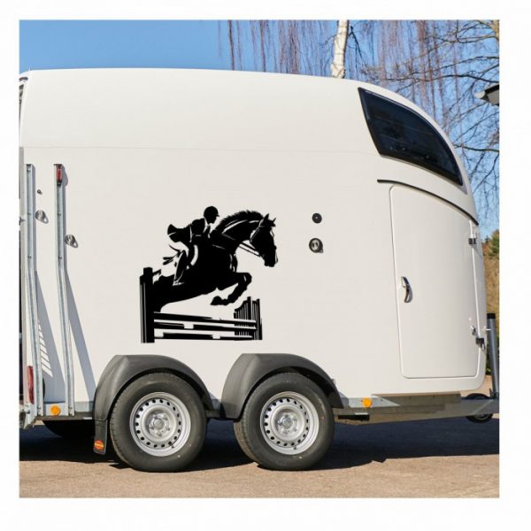 springreiter pferde aufkleber für trailer anhänger styl farbe und größe aus wählbar.