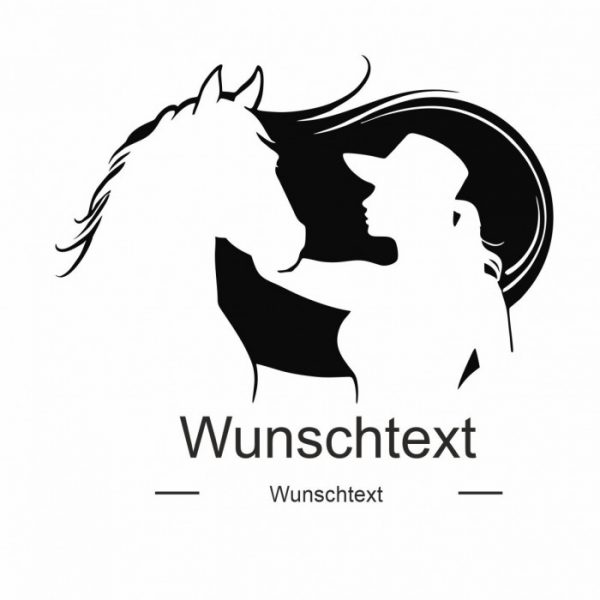 frau mit pferdekopf und personalisieren namen silhouette viele farben styl individuell