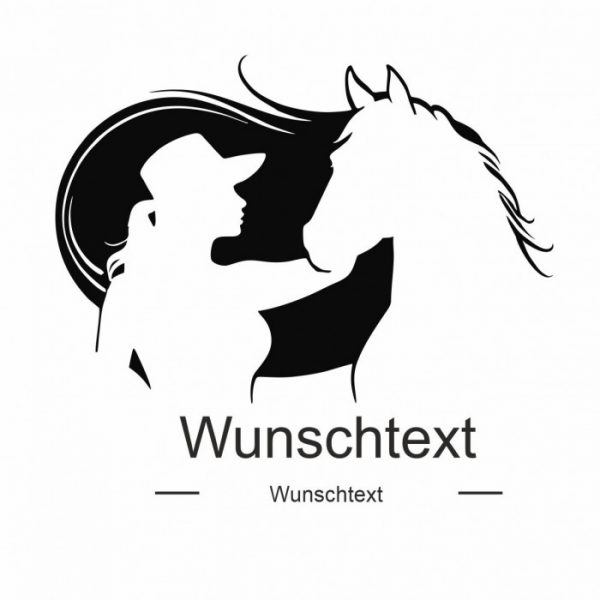 frau mit pferdekopf und personalisieren namen silhouette viele farben styl individuell