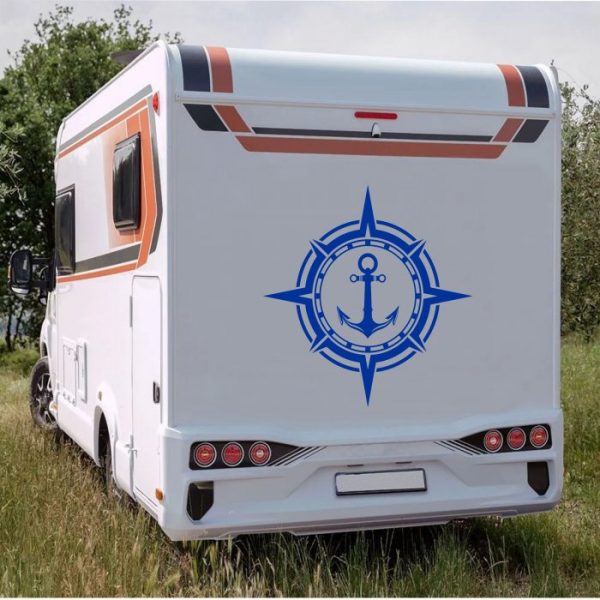 kompass mit anker silhouette aufkleber