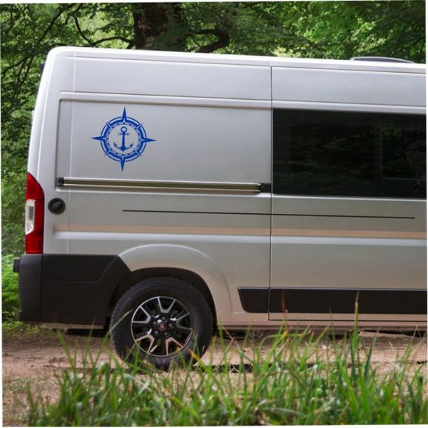kompass mit anker silhouette aufkleber