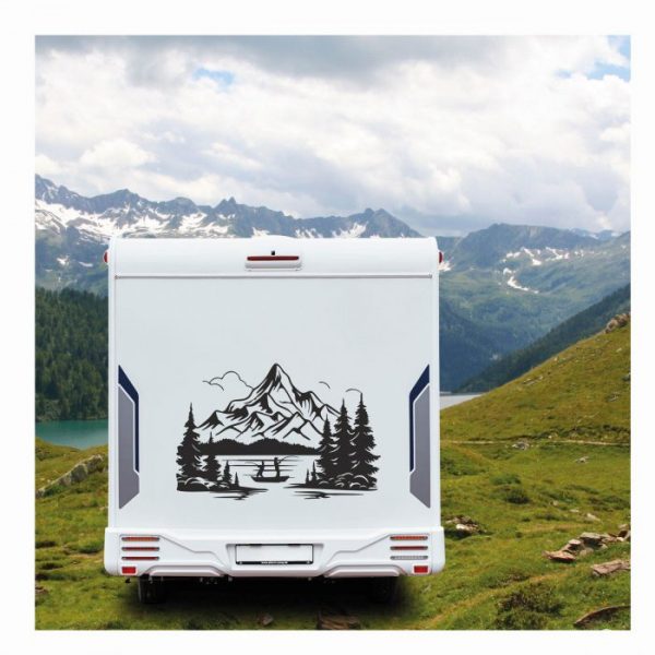 bergsee mit angler wohnmobil aufkleber