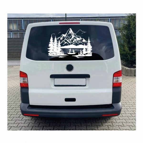 bergsee mit angler wohnmobil aufkleber