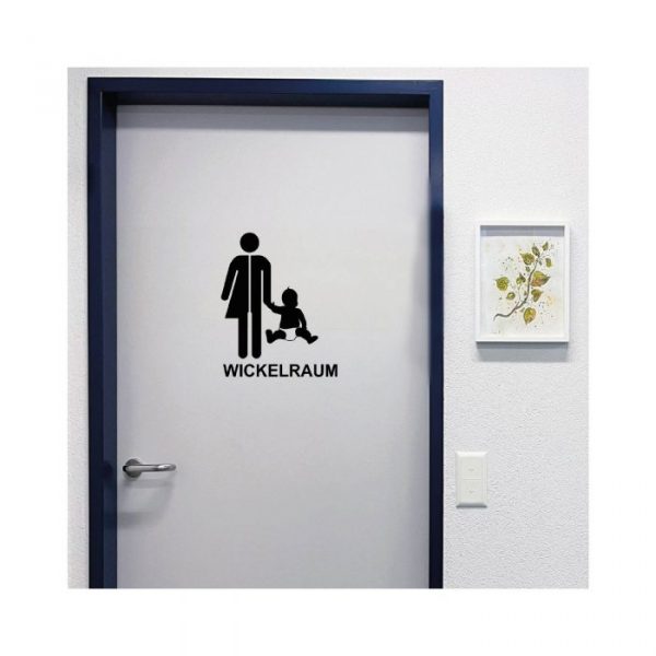 tür aufkleber hinweisschild wickelraum