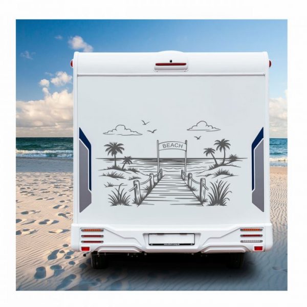 weg zum strand aufkleber wohnmobil