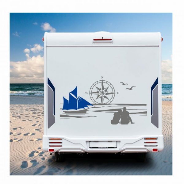 wohnmobil Reisemobil aufkleber paar am strand.