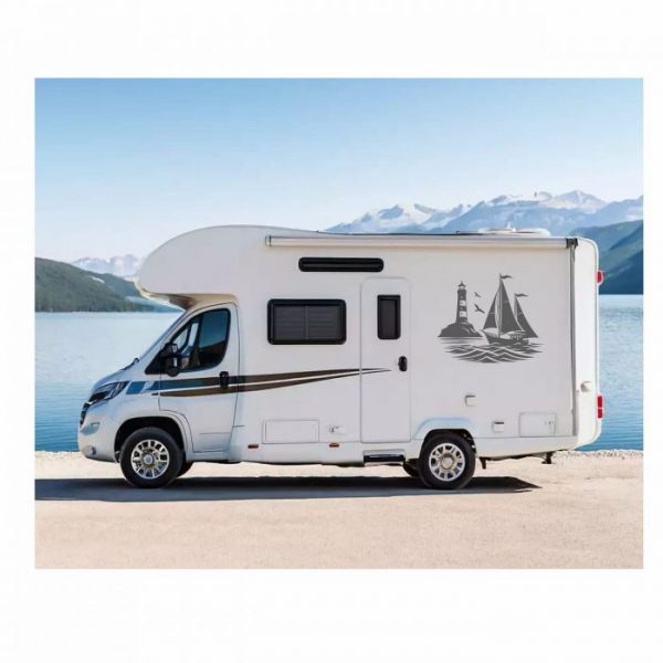 segelboot mit leuchtturm wohnmobil aufkleber
