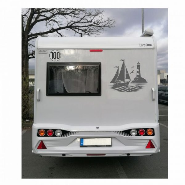 segelboot mit leuchtturm wohnmobil aufkleber