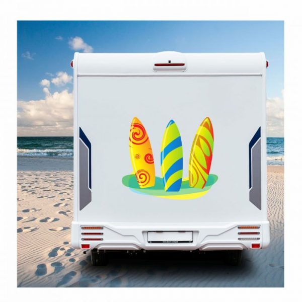 surf bord wohnmobil aufkleber farbig.