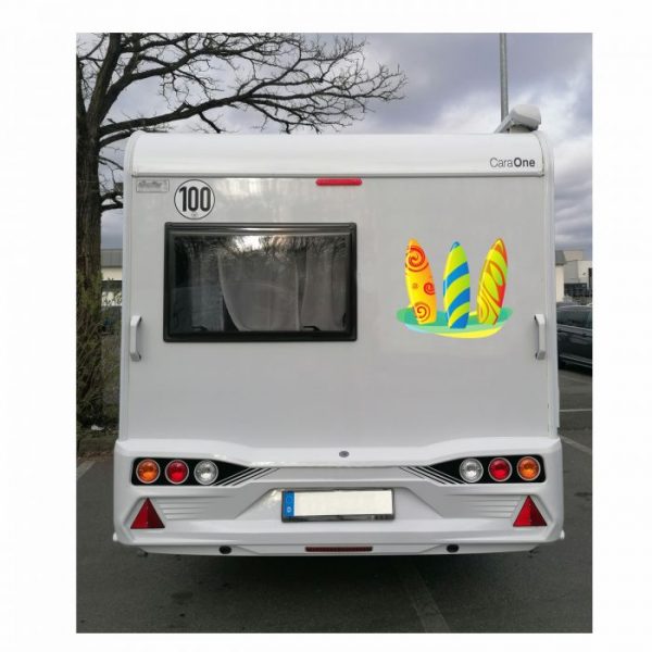 surf bord wohnmobil aufkleber farbig.