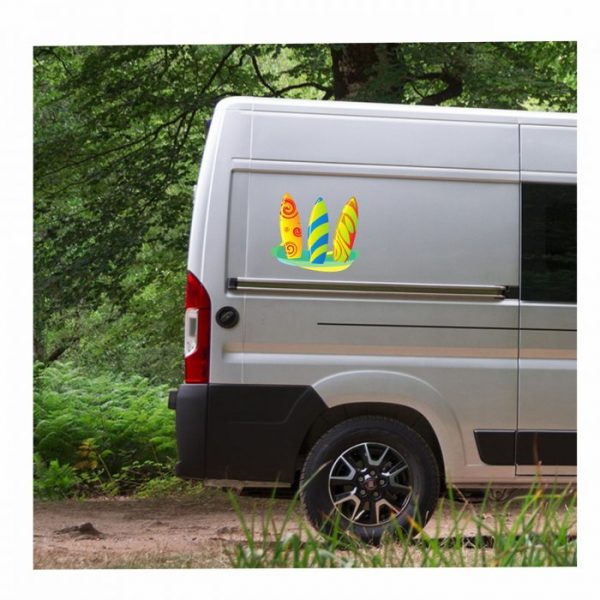 surf bord wohnmobil aufkleber farbig.