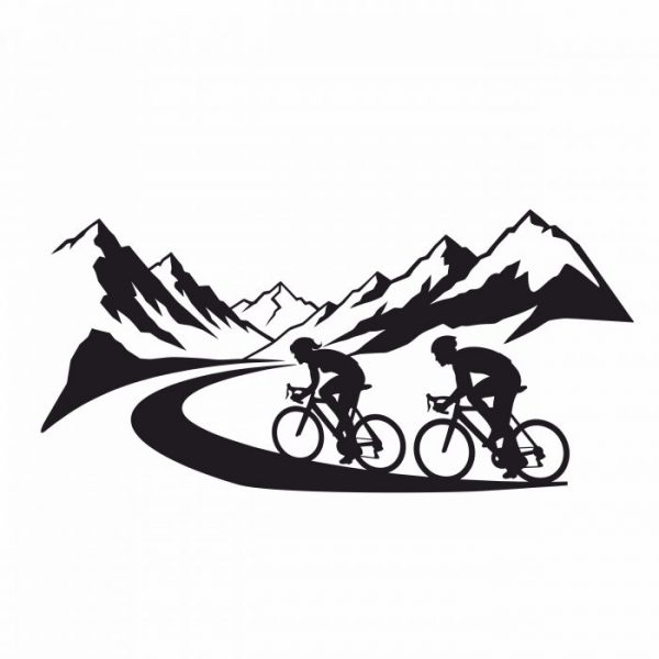rennradfahrer in gipfelglück aufkleber 