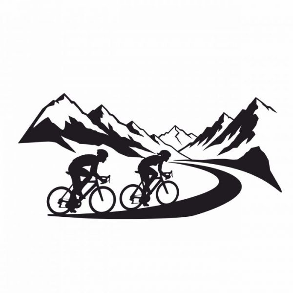 rennradfahrer in gipfelglück aufkleber 