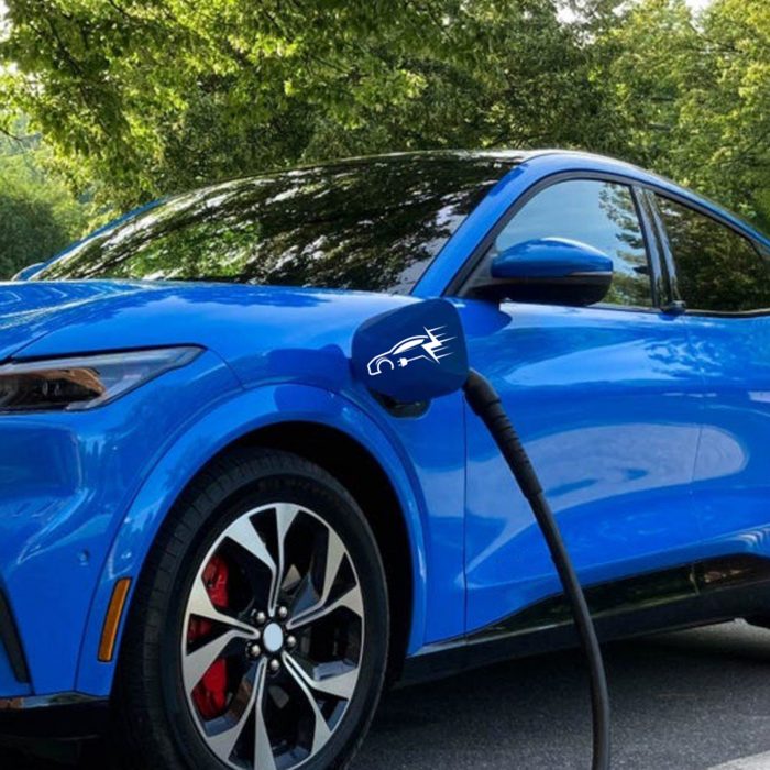 elektrozeichen sportwagen aufkleber 10 x 4,5 cm