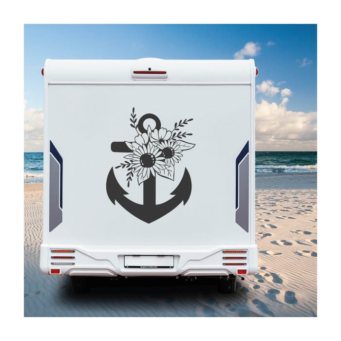 anker mit blumen aufkleber