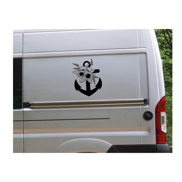 anker mit blumen aufkleber