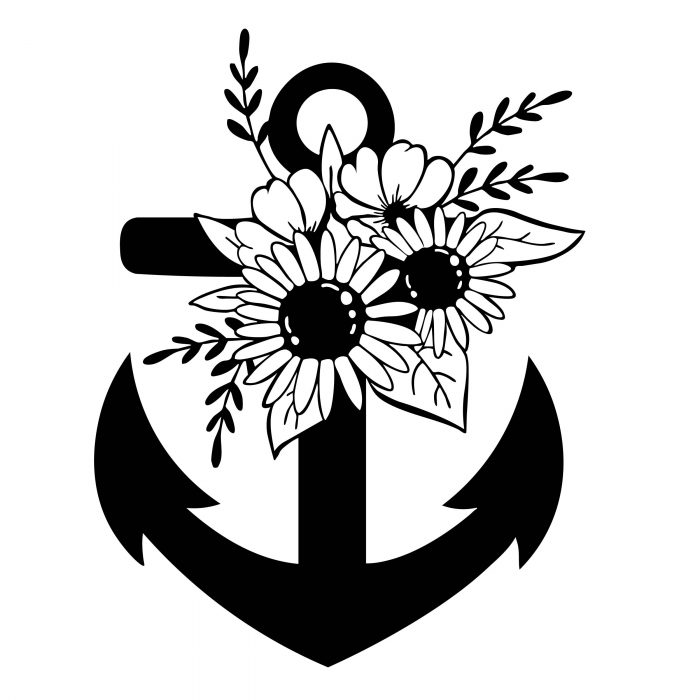 anker mit blumen aufkleber