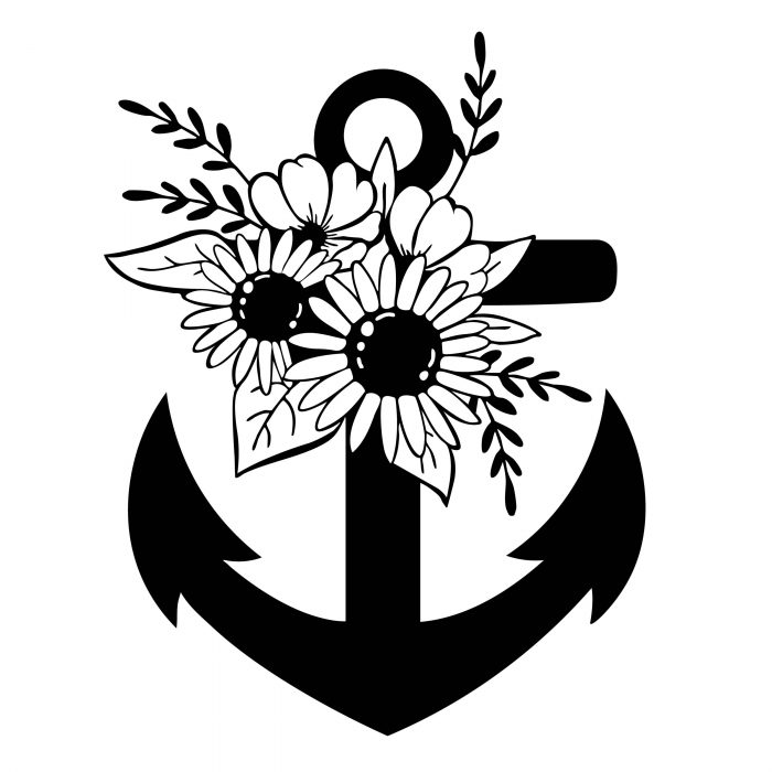 anker mit blumen aufkleber