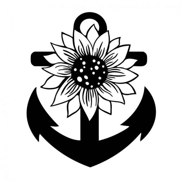 anker mit sonnenblume aufkleber