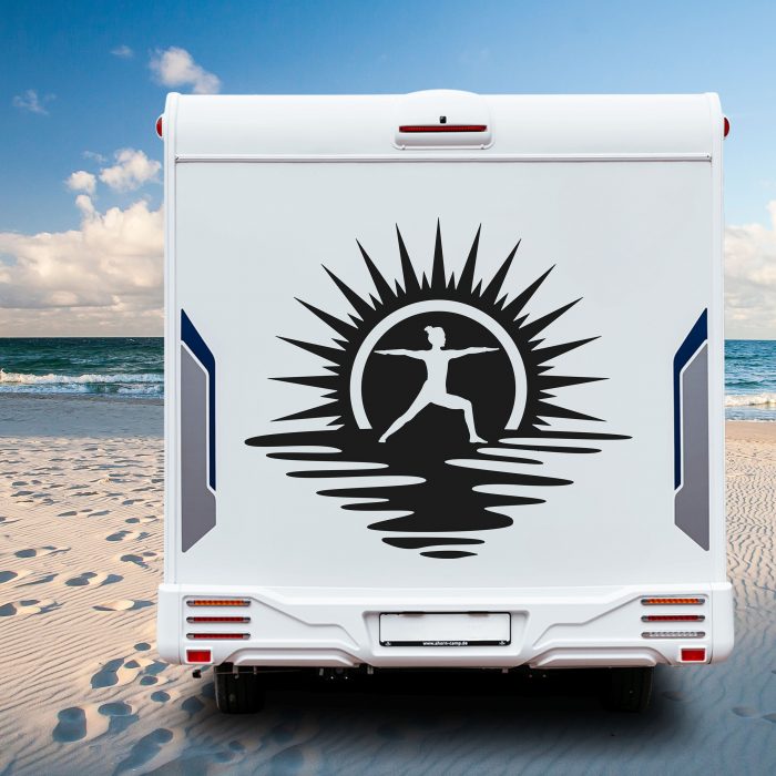 yoga am strand aufkleber