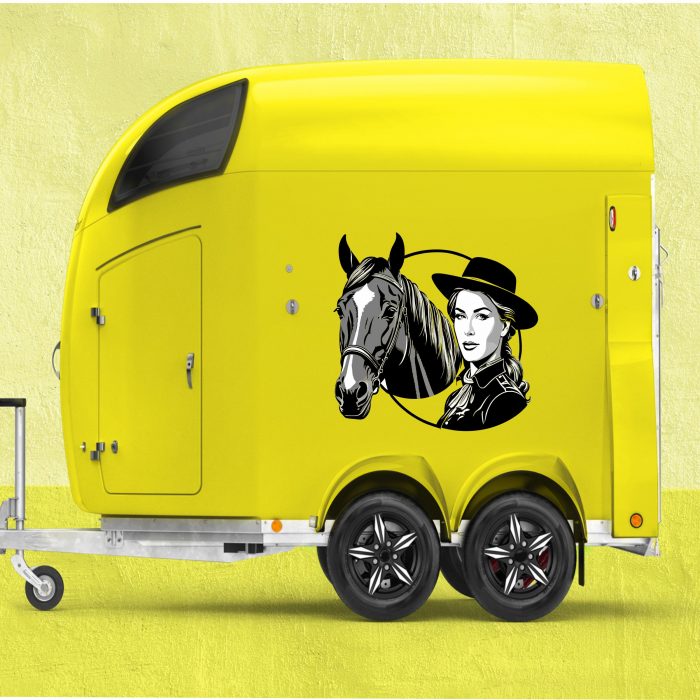 aufkleber pferdekopf für pferdeanhänger