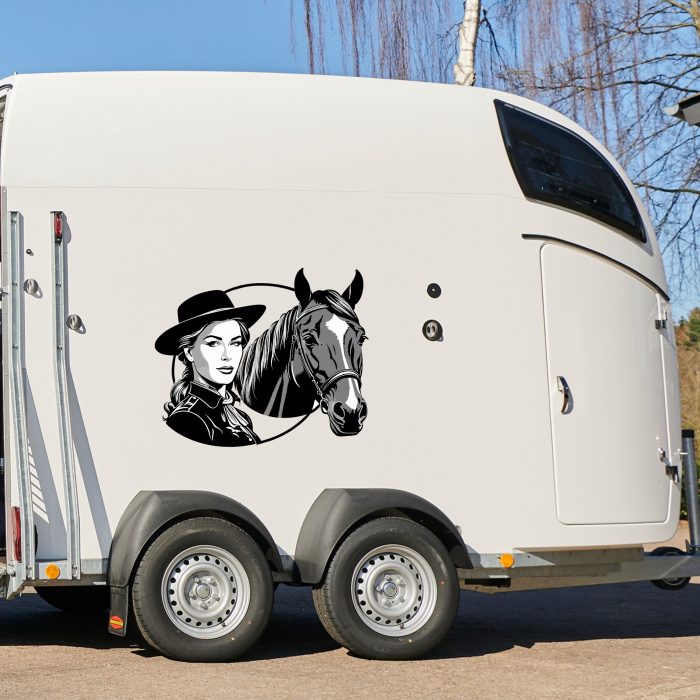 aufkleber pferdekopf für pferdeanhänger