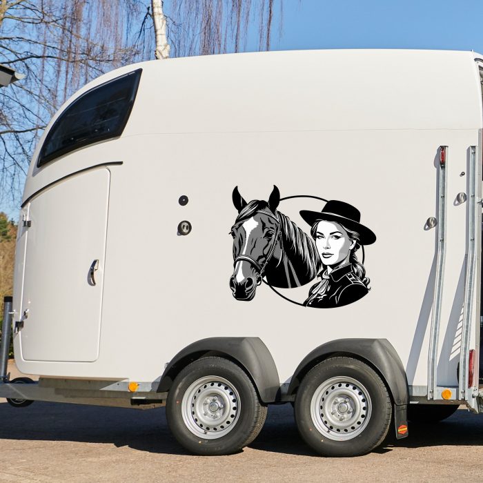 aufkleber pferdekopf für pferdeanhänger