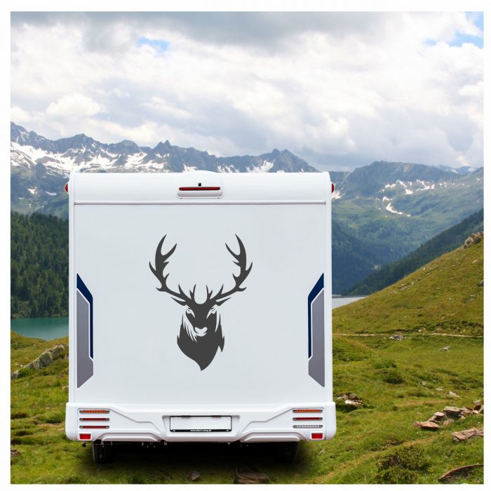 aufkleber wohnmobil hirsch kopf