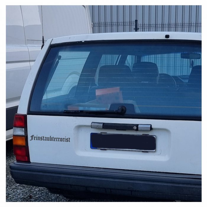 feinstaubterrorist aufkleber für ihr fahrzeug