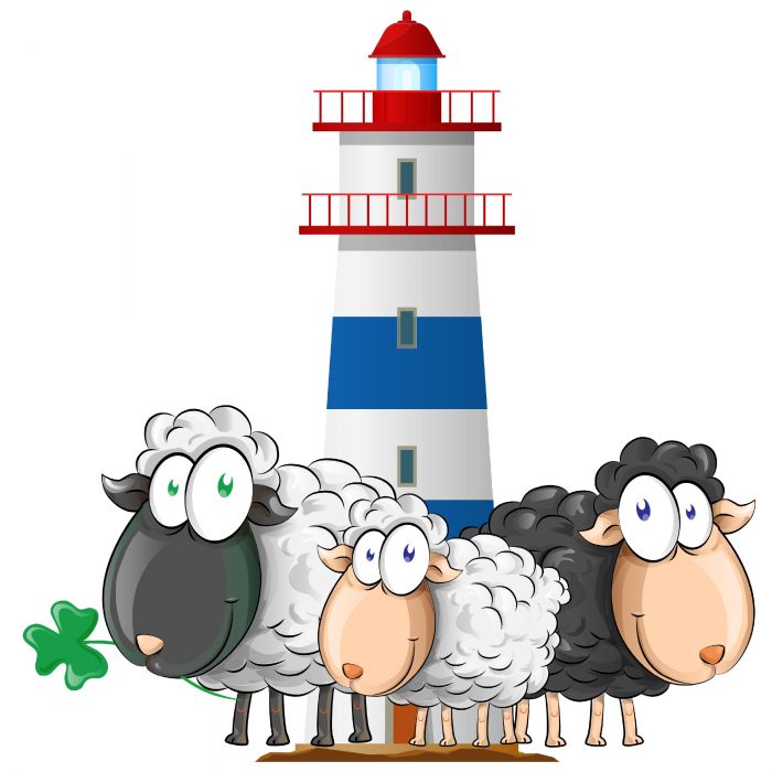 wohnmobil aufkleber leuchtturm blau, schafe, groß und wetterfest