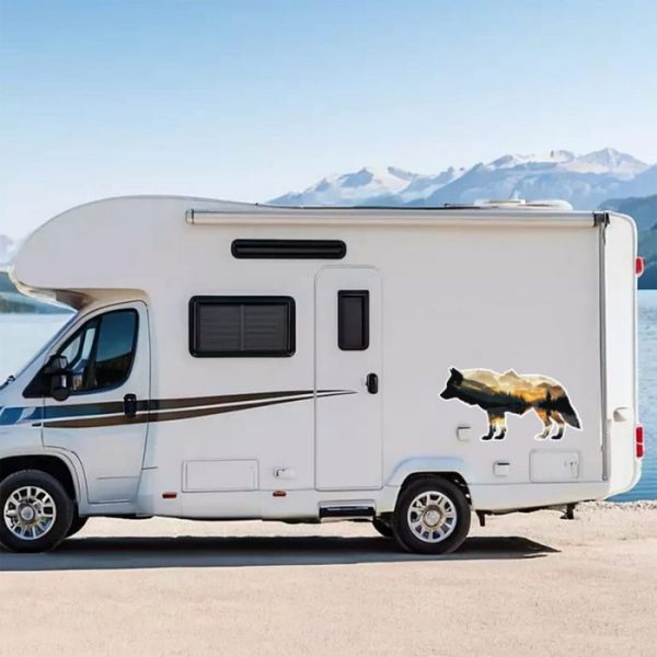 wohnmobil aufkleber wolf, größe bis xxl, wetterfest