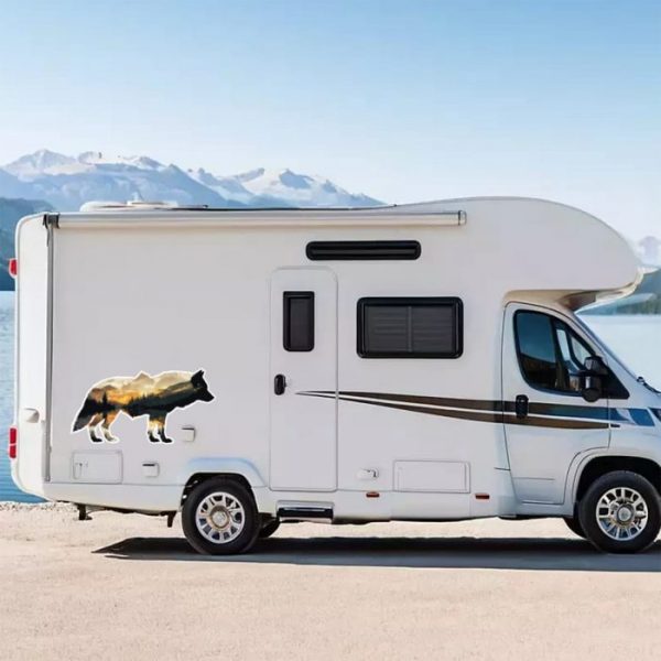 wohnmobil aufkleber wolf, größe bis xxl, wetterfest