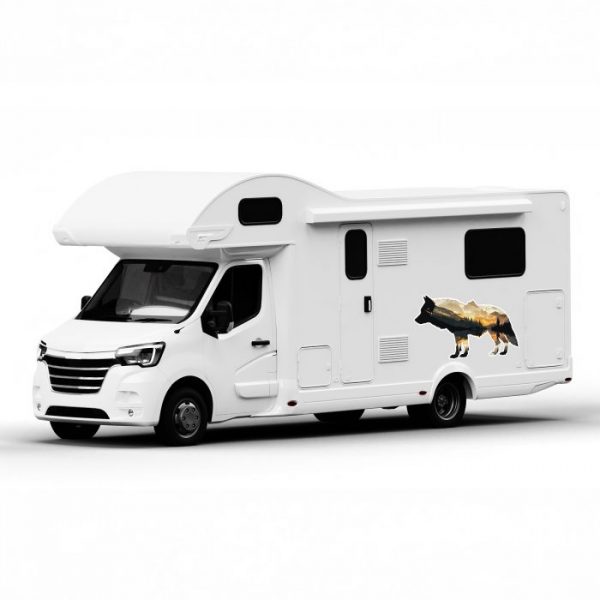 wohnmobil aufkleber wolf, größe bis xxl, wetterfest