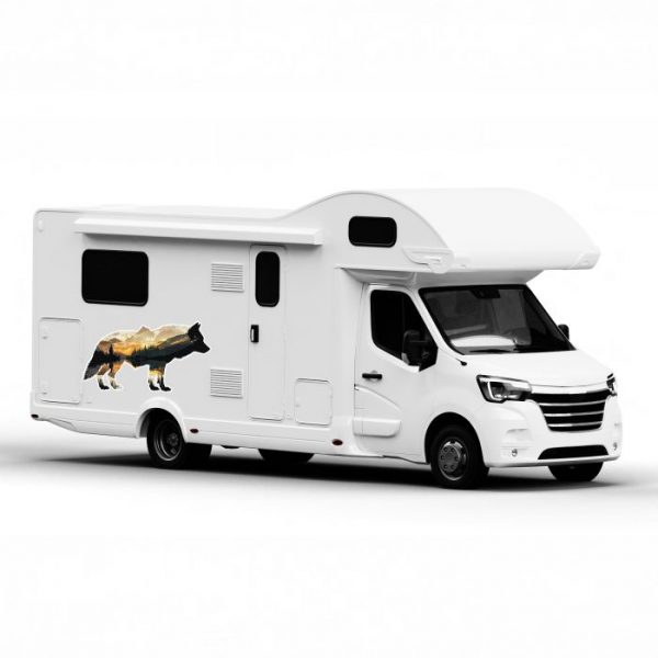 wohnmobil aufkleber wolf, größe bis xxl, wetterfest