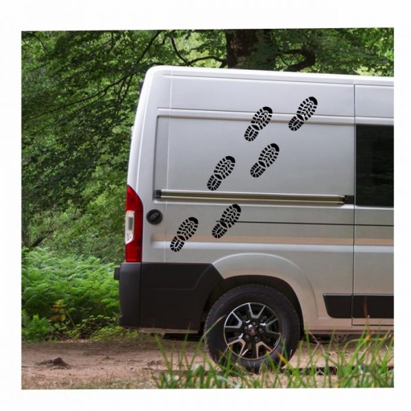 schuhabdruck aufkleber wohnmobil 6er set uv und wetterfest