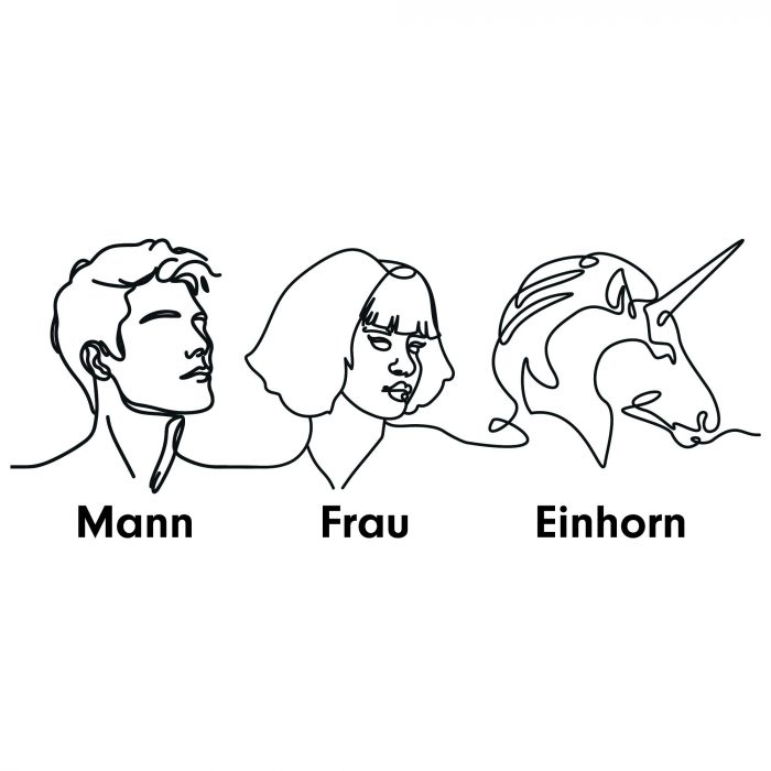 800 0873 toilettenschild mann frau einhorn