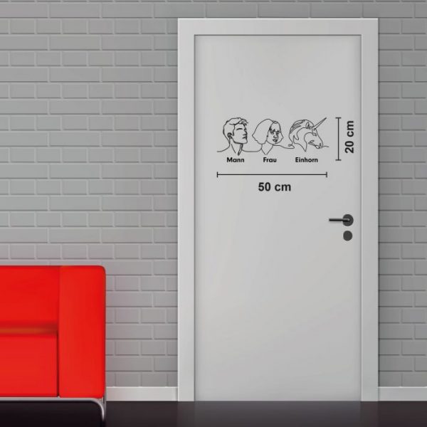 800 0873 toilettenschild mann frau einhorn abmessung 02