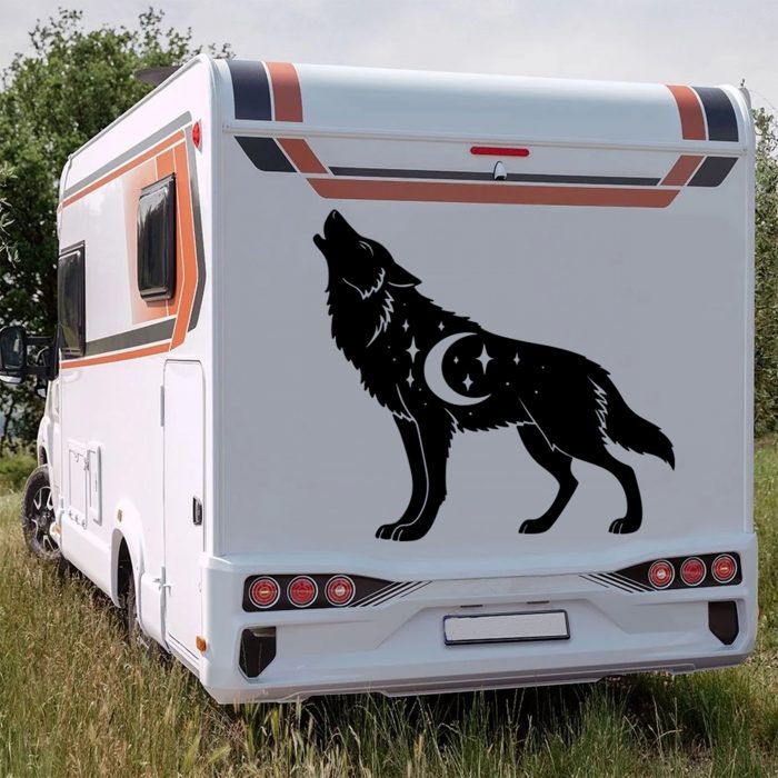 wohnmobil aufkleber wolf bei nacht größe bis xxl wetterfest