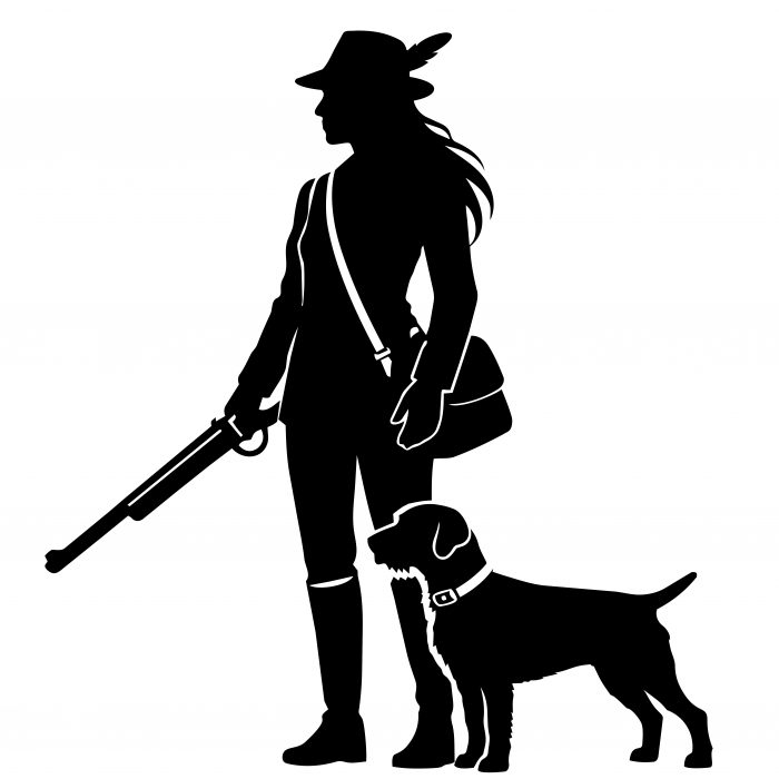 auto aufkleber jägerin mit hund 20 x 18 cm viele farben