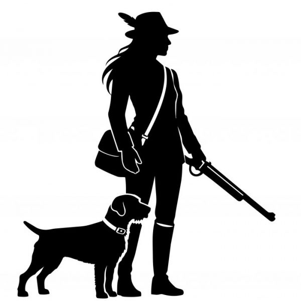 auto aufkleber jägerin mit hund 20 x 18 cm viele farben