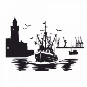 wohnmobil aufkleber hamburg hafen motiv schiff und kran