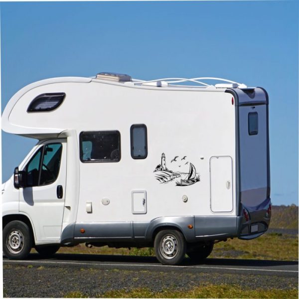 leuchtturm wohnmobil aufkleber mit schiff 120 x 70 cm