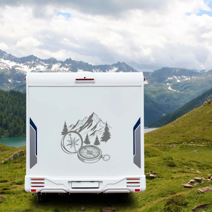 kompass berge wohnmobil aufkleber