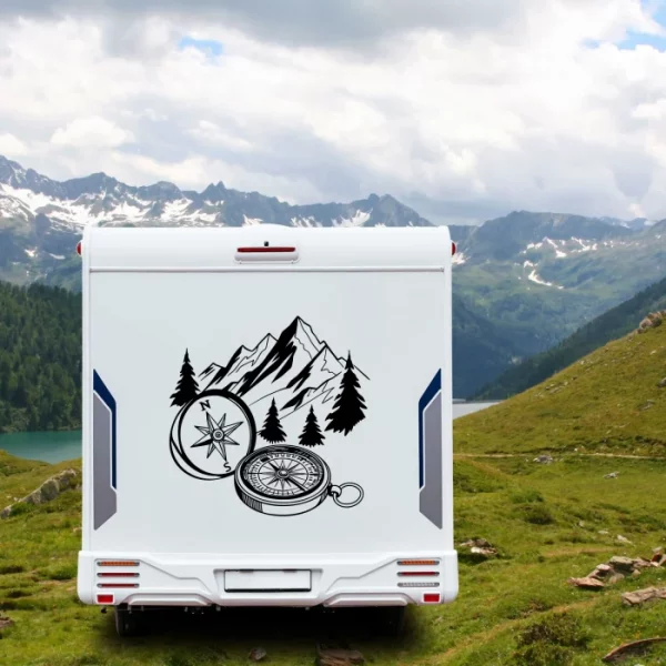 kompass berge wohnmobil aufkleber