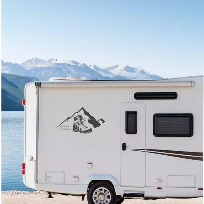 wanderschuh motiv aufkleber wohnmobil bis xxl.