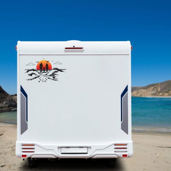 strand paar mit kind campervan aufkleber